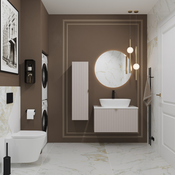 Изображение товара Тумба под умывальник Lauter Melisa 80 (кашемир п/мат, три ручки в комплекте)