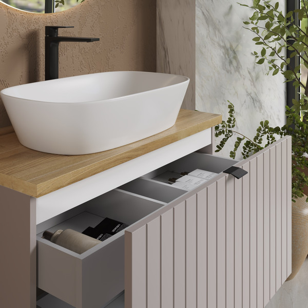 Изображение товара Тумба под умывальник Lauter Melisa 80 (кашемир п/мат, три ручки в комплекте)