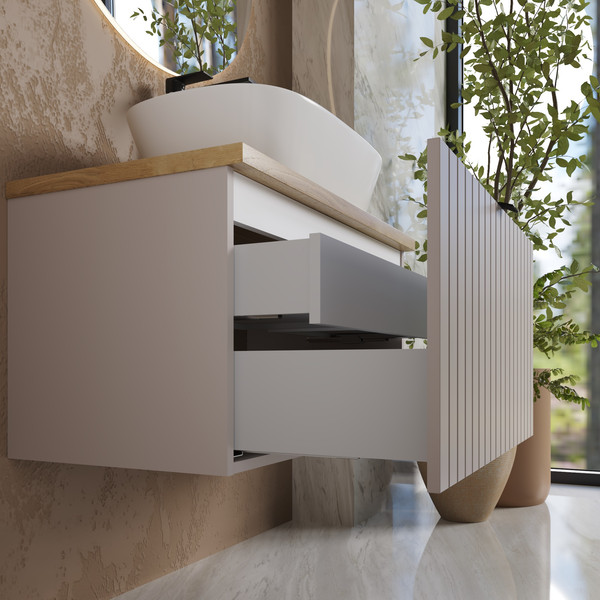 Изображение товара Тумба под умывальник Lauter Melisa 80 (кашемир п/мат, три ручки в комплекте)