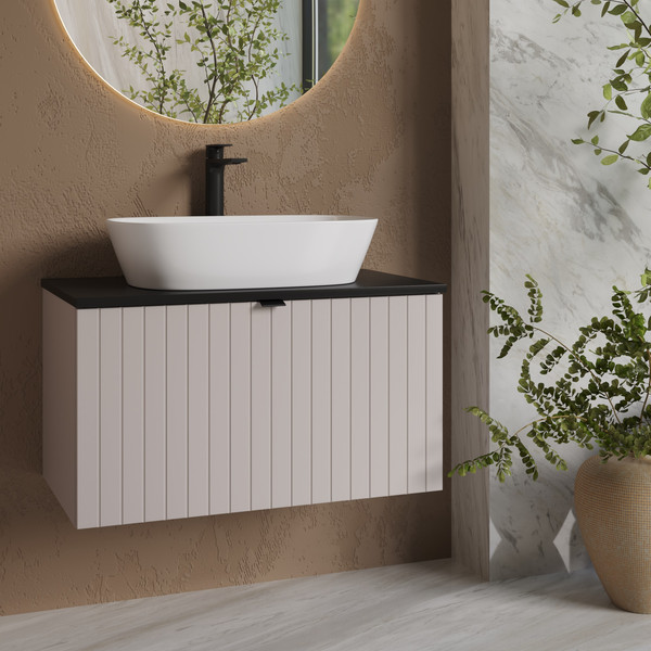 Изображение товара Тумба под умывальник Lauter Melisa 80 (кашемир п/мат, три ручки в комплекте)