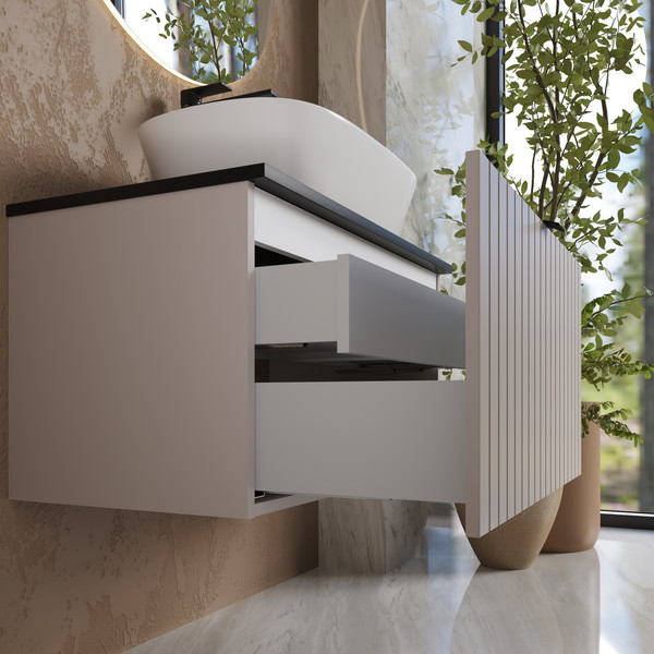 Изображение товара Тумба под умывальник Lauter Melisa 80 (кашемир п/мат, три ручки в комплекте)