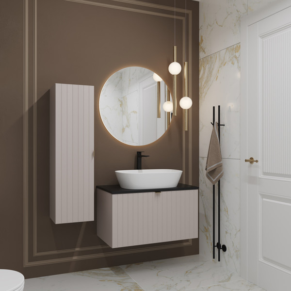 Изображение товара Тумба под умывальник Lauter Melisa 80 (кашемир п/мат, три ручки в комплекте)