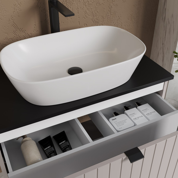 Изображение товара Тумба под умывальник Lauter Melisa 80 (кашемир п/мат, три ручки в комплекте)