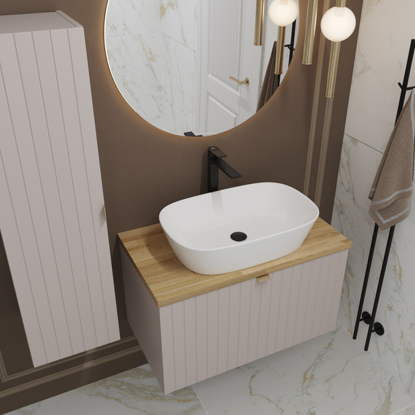 Изображение товара Тумба под умывальник Lauter Melisa 80 (кашемир п/мат, три ручки в комплекте)