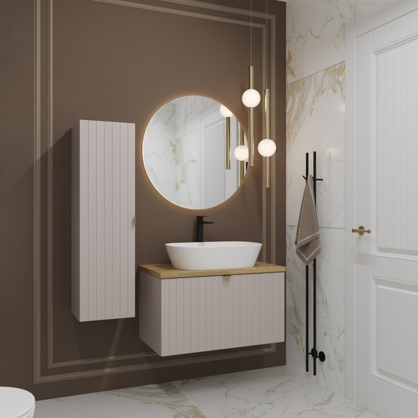 Изображение товара Тумба под умывальник Lauter Melisa 80 (кашемир п/мат, три ручки в комплекте)