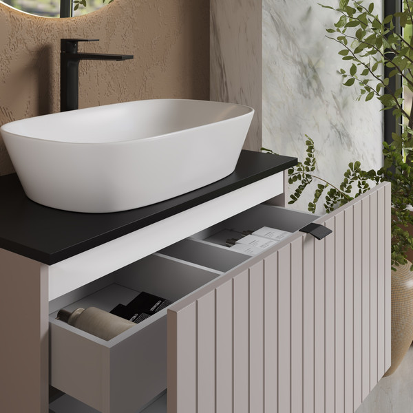 Изображение товара Тумба под умывальник Lauter Melisa 80 (кашемир п/мат, три ручки в комплекте)