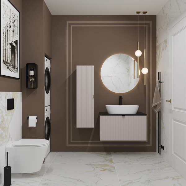 Изображение товара Тумба под умывальник Lauter Melisa 80 (кашемир п/мат, три ручки в комплекте)