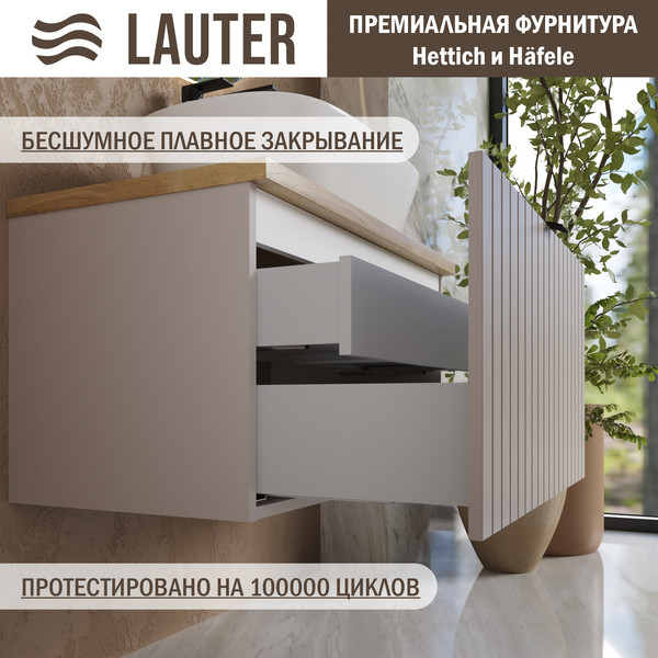 Изображение товара Тумба под умывальник Lauter Melisa 80 (кашемир п/мат, три ручки в комплекте)