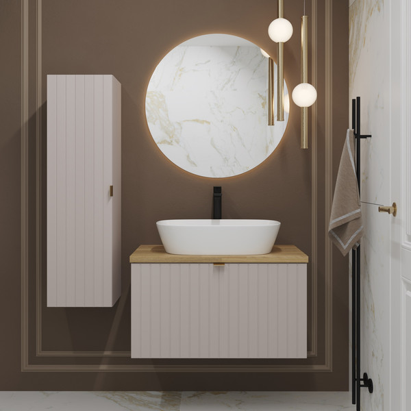 Изображение товара Тумба под умывальник Lauter Melisa 80 (кашемир п/мат, три ручки в комплекте)