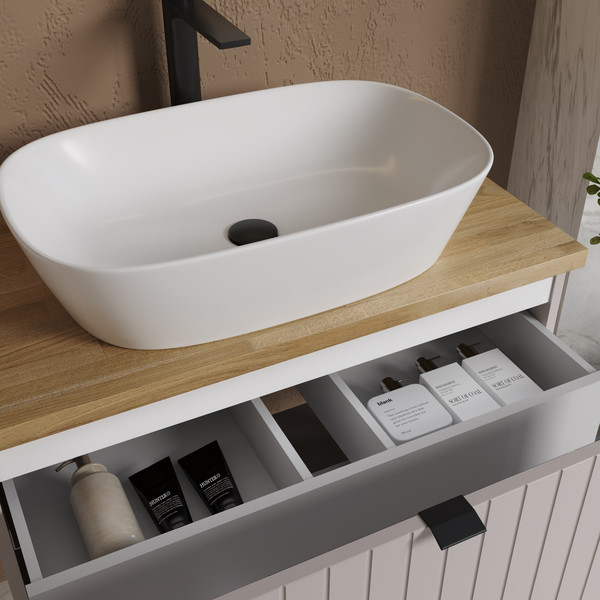 Изображение товара Тумба под умывальник Lauter Melisa 80 (кашемир п/мат, три ручки в комплекте)