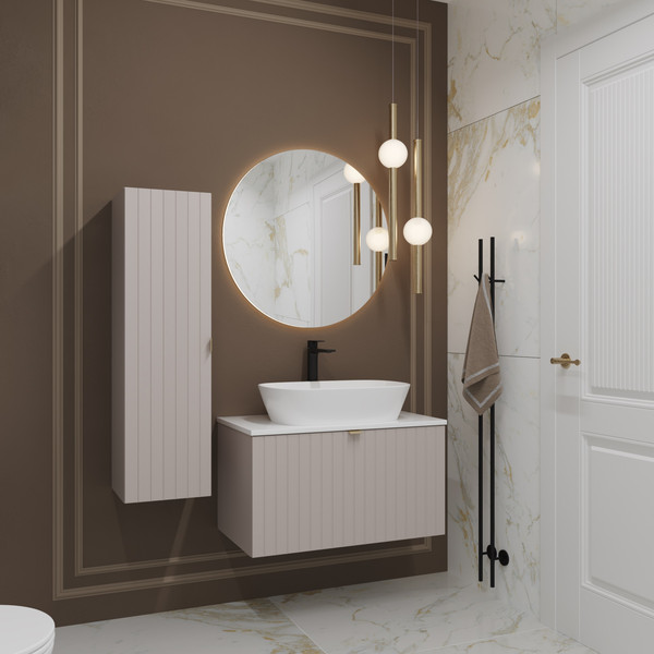 Изображение товара Тумба под умывальник Lauter Melisa 80 (кашемир п/мат, три ручки в комплекте)