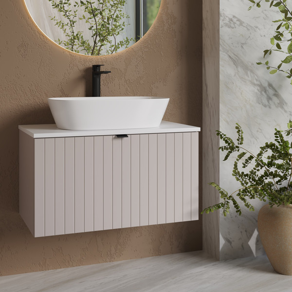 Изображение товара Тумба под умывальник Lauter Melisa 80 (кашемир п/мат, три ручки в комплекте)