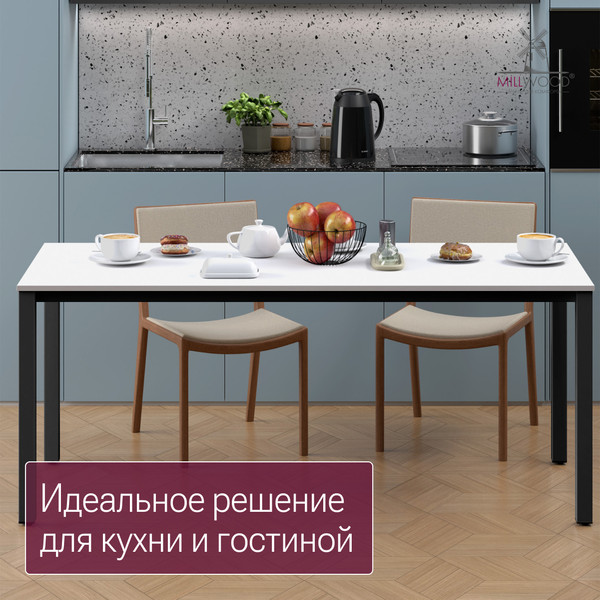 Изображение товара Обеденный стол Millwood Сеул 180x80x75 (белый/металл черный)