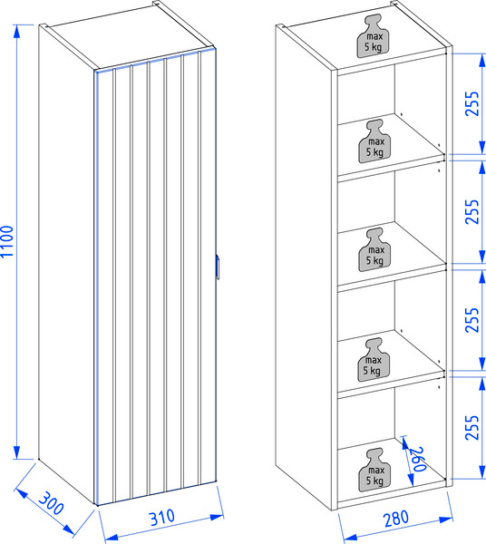 Изображение товара Шкаф-полупенал для ванной Lauter Навесной Melisa (серо-зеленый п/мат, три ручки в комплекте)