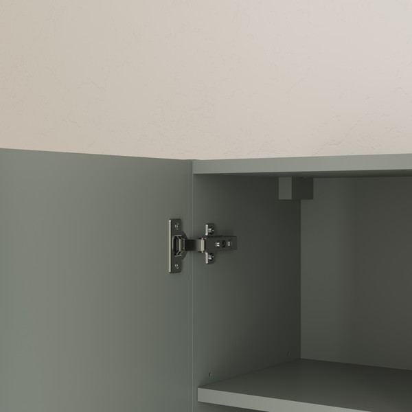 Изображение товара Шкаф-полупенал для ванной Lauter Навесной Melisa (серо-зеленый п/мат, три ручки в комплекте)