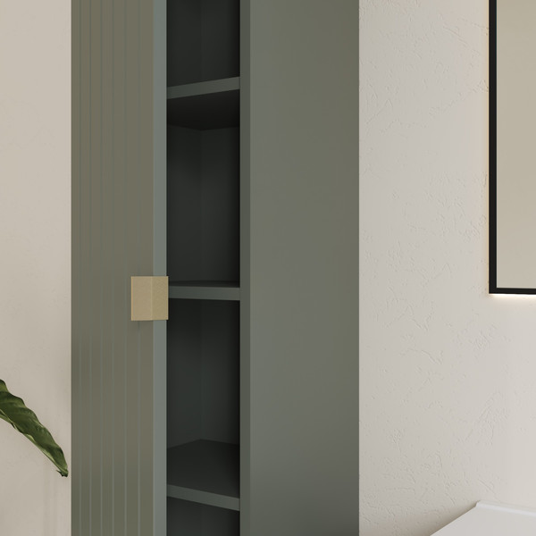 Изображение товара Шкаф-полупенал для ванной Lauter Навесной Melisa (серо-зеленый п/мат, три ручки в комплекте)