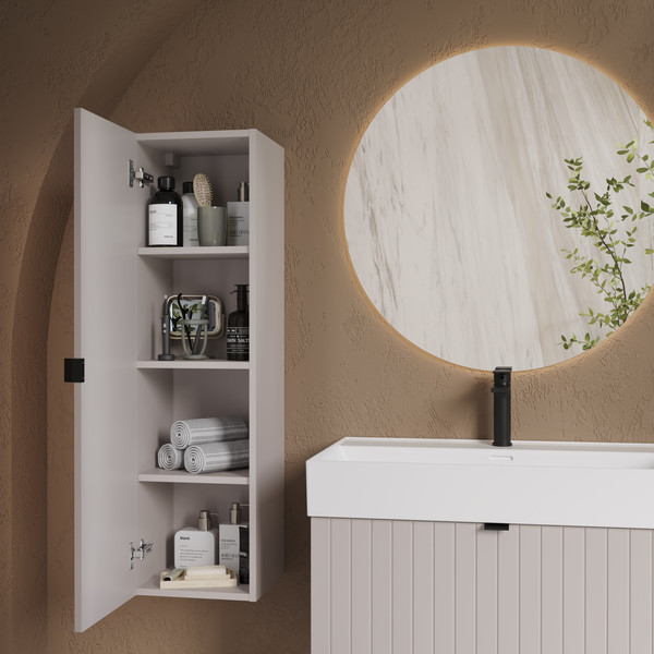 Изображение товара Шкаф-полупенал для ванной Lauter Навесной Melisa (кашемир п/мат, три ручки в комплекте)