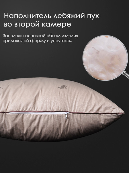 Изображение товара Подушка для сна Реноме 68x68 14/222н (верблюжья шерсть, заменитель лебяжьего пуха тик 80/20)