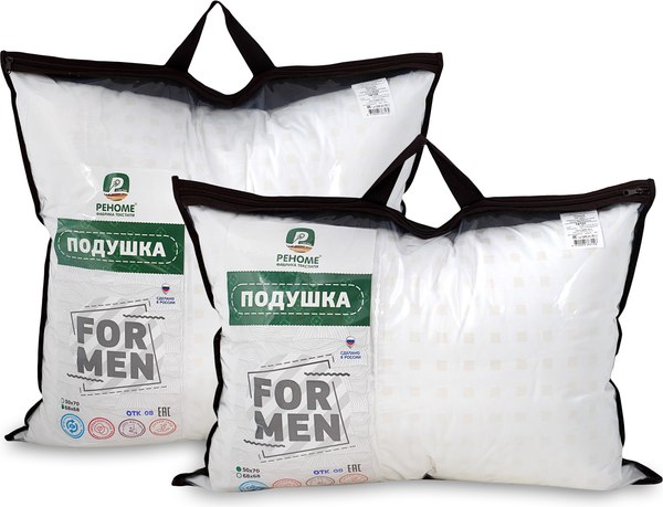 Изображение товара Подушка для сна Реноме For Men 50x70 14/131 (заменитель лебяжьего пуха тик)