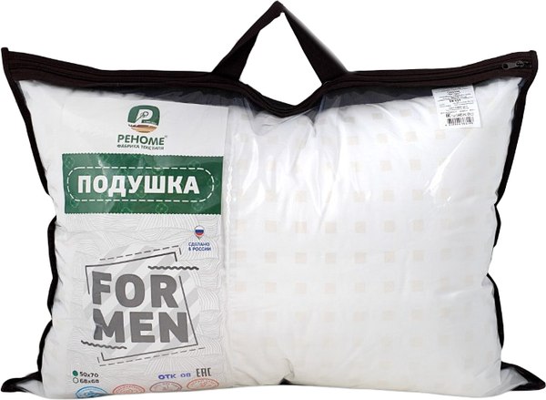 Изображение товара Подушка для сна Реноме For Men 50x70 14/131 (заменитель лебяжьего пуха тик)