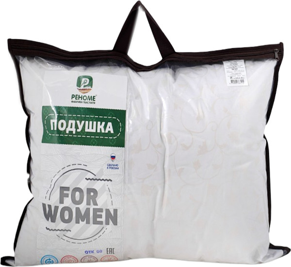 Изображение товара Подушка для сна Реноме For Women 68x68 14/122 (заменитель лебяжьего пуха тик)