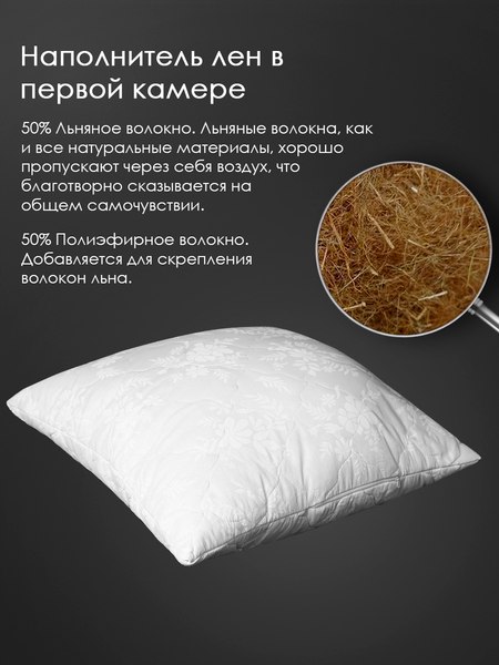 Изображение товара Подушка для сна Реноме 50x70 42/108 (лен, заменитель лебяжьего пуха)