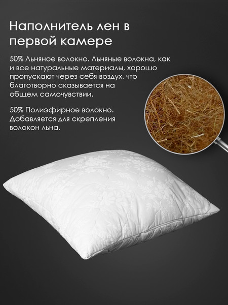 Изображение товара Подушка для сна Реноме 68x68 42/109 (лен, заменитель лебяжьего пуха)