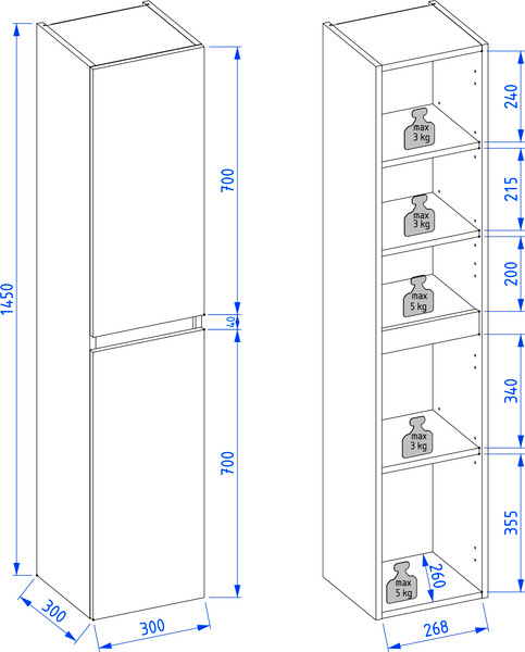 Изображение товара Шкаф-пенал для ванной Lauter Навесной Mia 30 (белый глянец)