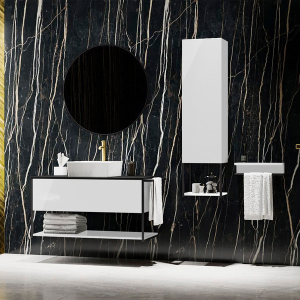 Изображение товара Шкаф-полупенал для ванной Lauter Навесной Lea (белый глянец)