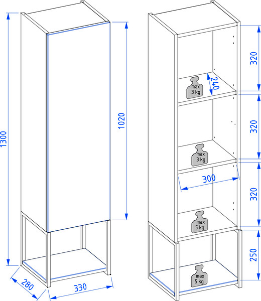 Изображение товара Шкаф-полупенал для ванной Lauter Навесной Lea (серо-зеленый п/мат)