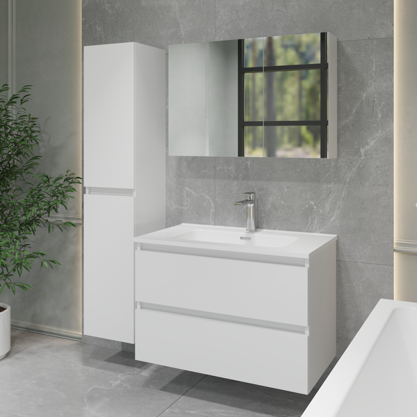 Изображение товара Шкаф с зеркалом для ванной Lauter Mia 80 (белый глянец)