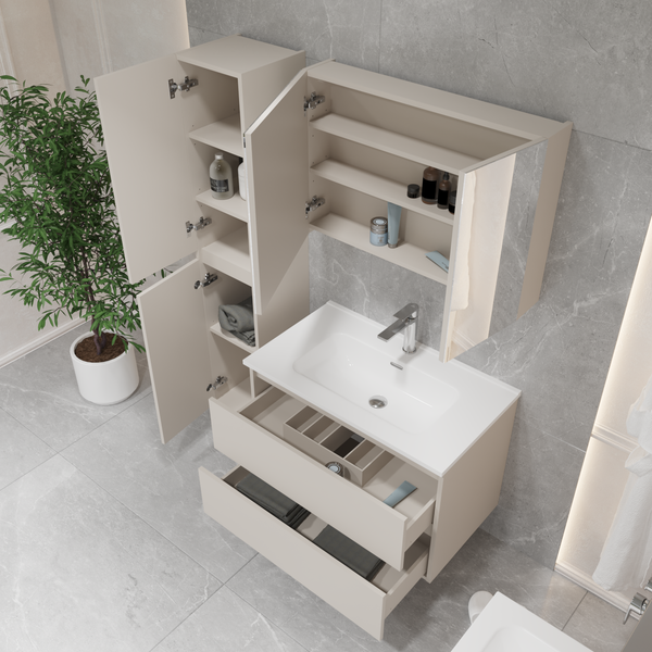 Изображение товара Шкаф с зеркалом для ванной Lauter Mia 80 (кашемир)