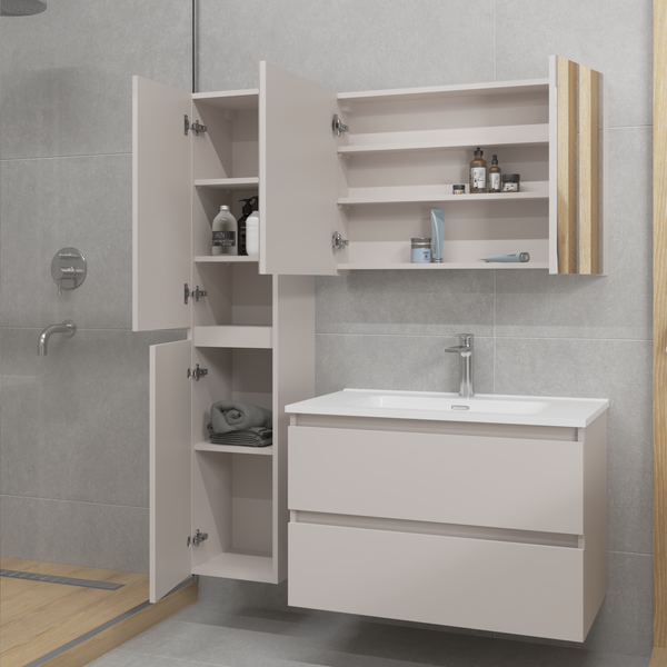 Изображение товара Шкаф с зеркалом для ванной Lauter Mia 80 (кашемир)