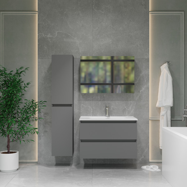 Изображение товара Шкаф с зеркалом для ванной Lauter Mia 80 (графит)