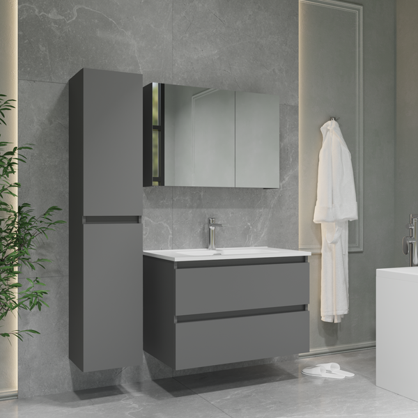 Изображение товара Шкаф с зеркалом для ванной Lauter Mia 80 (графит)