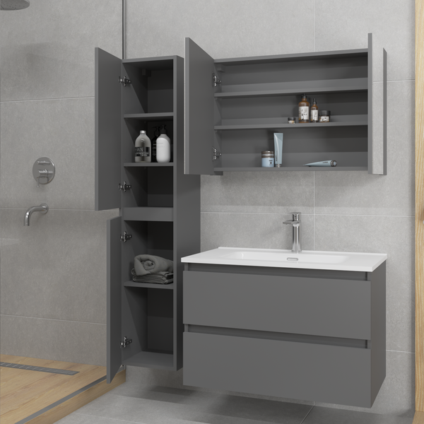 Изображение товара Шкаф с зеркалом для ванной Lauter Mia 80 (графит)