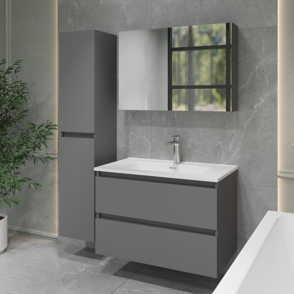 Изображение товара Шкаф с зеркалом для ванной Lauter Mia 80 (графит)
