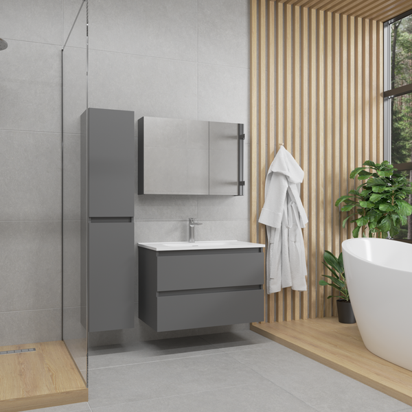 Изображение товара Шкаф с зеркалом для ванной Lauter Mia 80 (графит)