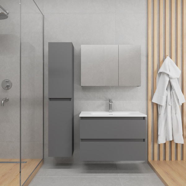 Изображение товара Шкаф с зеркалом для ванной Lauter Mia 80 (графит)