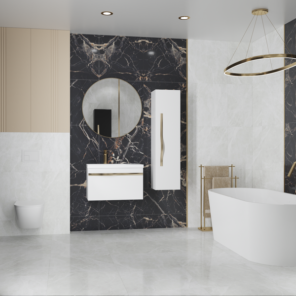 Изображение товара Тумба под умывальник Lauter Eva 69 (белый глянец, ручка золото матовая сталь)