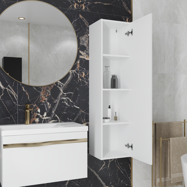 Изображение товара Тумба под умывальник Lauter Eva 69 (белый глянец, ручка золото матовая сталь)