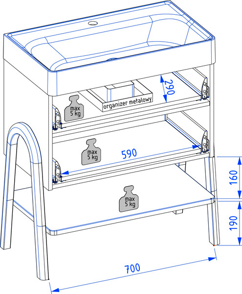 Изображение товара Тумба под умывальник Lauter Estel 70 (светло-серый п/мат)