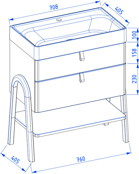 Изображение товара Тумба под умывальник Lauter Estel 70 (серо-зеленый п/мат)