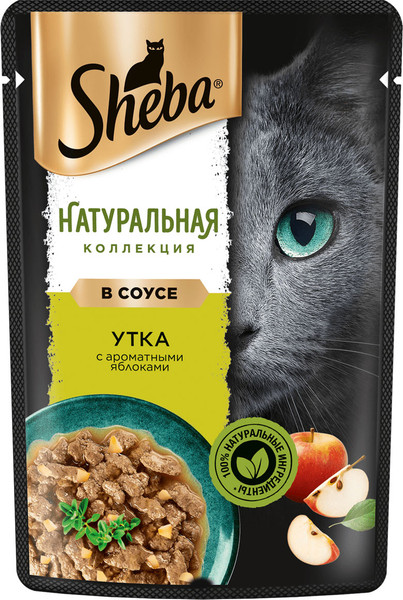Изображение товара Влажный корм для кошек Sheba Nature's Collection Для взр. кошек с уткой и добавлением яблок (75г)