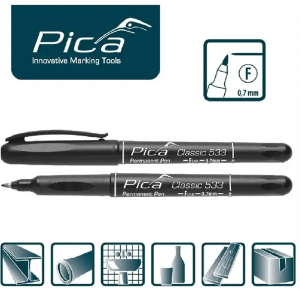 Изображение товара Набор маркеров строительных Pica Classic Fine 0.7мм / 533/46 (10шт, черный)