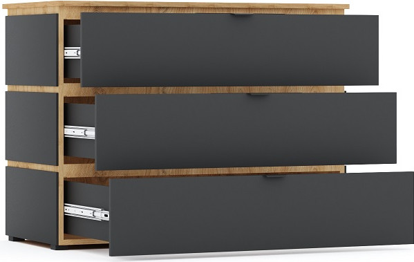 Изображение товара Комод Мебель-КМК 3Я Ривьера 1  0970.22 (дуб наварра/шагрень черная)