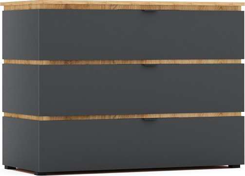 Изображение товара Комод Мебель-КМК 3Я Ривьера 1  0970.22 (дуб наварра/шагрень черная)