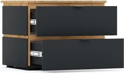 Изображение товара Прикроватная тумба Мебель-КМК 2Я Ривьера 1 0970.23 (дуб наварра/шагрень черная)