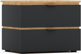 Изображение товара Прикроватная тумба Мебель-КМК Ривьера 1 0970.24 (дуб наварра/шагрень черная)
