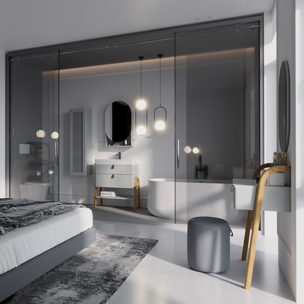 Изображение товара Шкаф с зеркалом для ванной Lauter Estel 50 (светло-серый полуматовый)